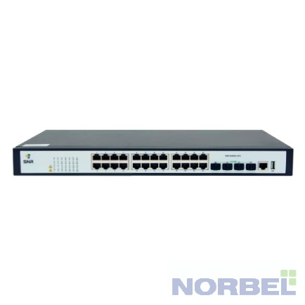 SNR Сетевое оборудование -S2989G-24TX Управляемый коммутатор уровня 2+, 24 порта 10 100 1000Base-T, 4 порта 1 10G SFP+, VSF HA, встроенный БП 220V AC