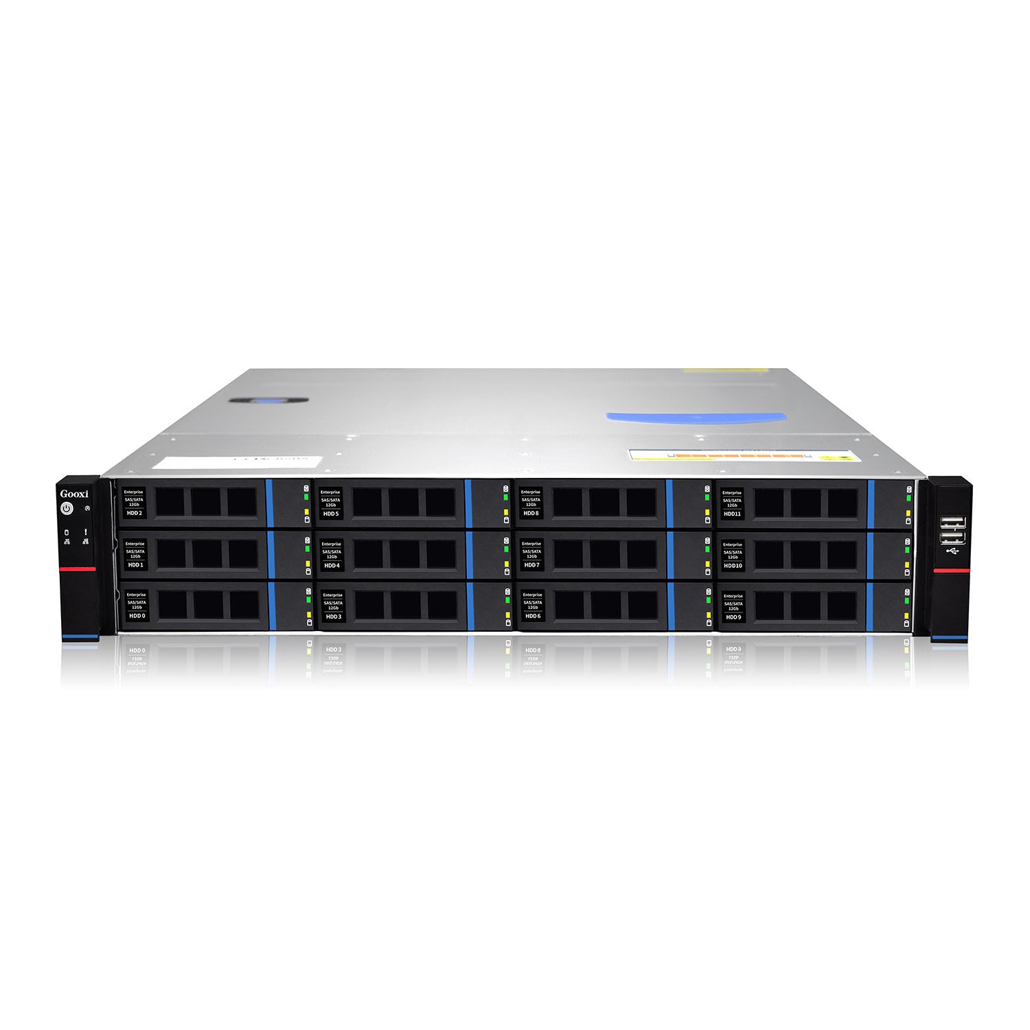 Gooxi Сервер RMC2112-670-HS-NV 2U 12x 3.5" 2.5" SATA SAS NVMe; 2x 2.5" rear SAS SATA; backplane 3xSFF-8643 + 6x slimSASx8; MB EEB CEB ATX Micro ATX; 7x LP slots; 2x1300W EU power cables , rail