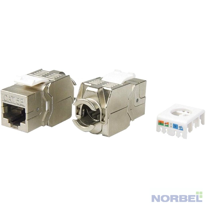 Hyperline Монтажное оборудование KJ8-8P8C-C5e-180-TLS-SH-F-WH Вставка Keystone Jack RJ-45 8P8C , категория 5e, экранированная, тип 180 градусов, Toolless, белая