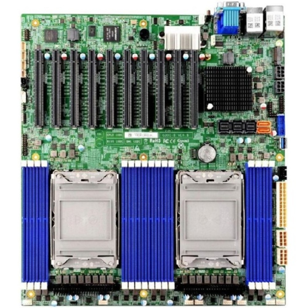 Gooxi материнские платы MB G3DE-B-PK, 2x LGA 4189 Intel Gen3, 16xDDR4 ECC REG, 3xSFF8643, 6 PCI-E 4.0 x8, 4 PCI-E 4.0 x16, M.2 PCIe x4 2280, 2 SATA DOM, 2x1GbE LAN i350, IPMI, VGA, COM, 2 USB 3.0, E-ATX