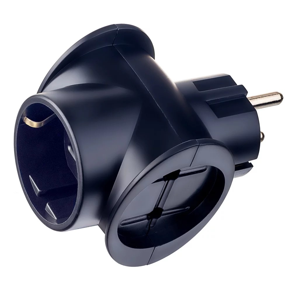 Perfeo Сетевые фильтры сетевой разветвитель "RU POWER", PF C3362 3 гнезда, 16А, 1гн з, 2гн бз черный 3T1