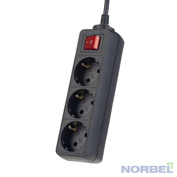 Perfeo Сетевые фильтры Сетевой удлинитель с кнопкой "POWERMATE", PF A4676 1,8м, 3 розетки, черный PF-PM-3 1,8-B