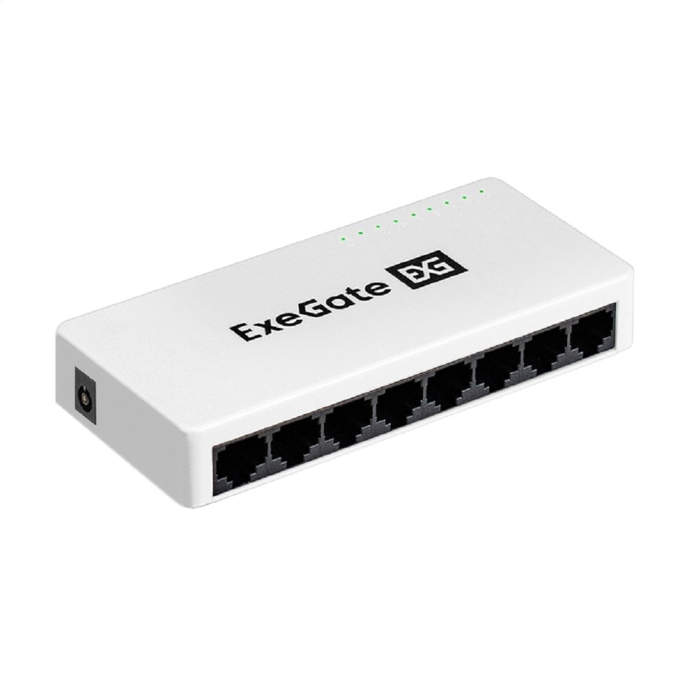 EXEGATE Сетевое оборудование EX298686RUS Коммутатор неуправляемый EDES-1008C 8-портовый UTP 10 100Mbps, с функцией энергосбережения Green Ethernet Technology , настольный настенный