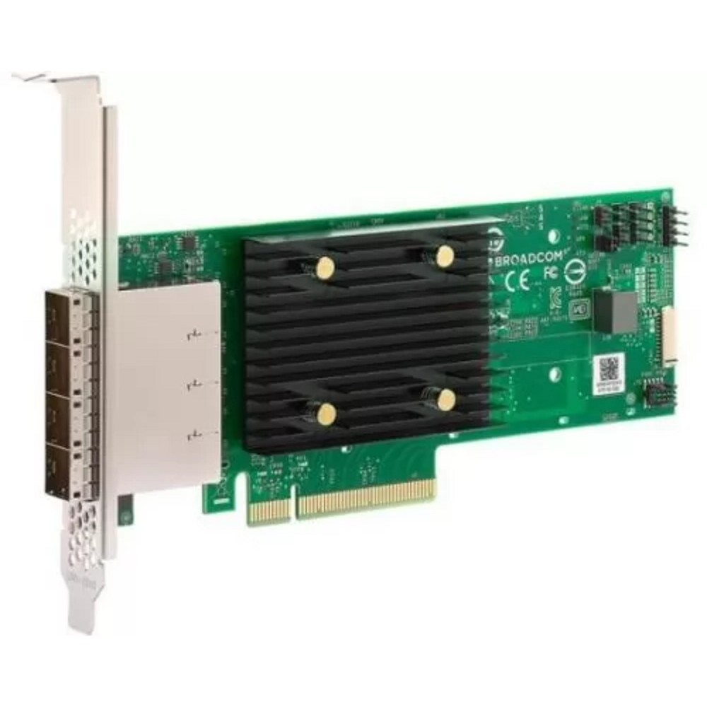 Broadcom Сетевое оборудование 05-50075-00 Контроллер SAS LSI 9500-16e SGL 05-50075-00 PCIe Gen4 x8 LP, Tri-Mode SAS SATA NVMe 12G HBA, 16port 4 ext SFF8644 , 3816 IOC