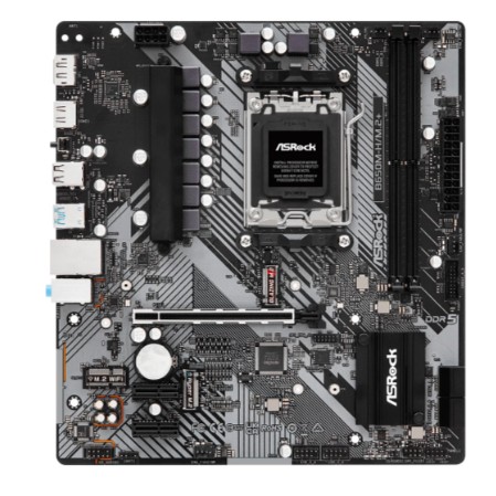 Asrock Материнская плата B650M-H M.2+, Socket AM5, AMD B650, 2xDDR5-5200, HDMI+DP, 1xPCI-Ex16, 2xPCI-Ex1, 4xSATA3 RAID 0 1 10 , 2xM.2, 8 Ch Audio, 1x2.5GLan, 2+4 xUSB2.0, 3+2 xUSB3.2, 1+0 xUSB3.2 Type-C , mATX, RTL
