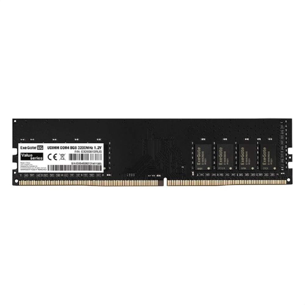EXEGATE Модуль памяти EX293813RUS Модуль памяти Value DIMM DDR4 8GB <PC4-25600> 3200MHz