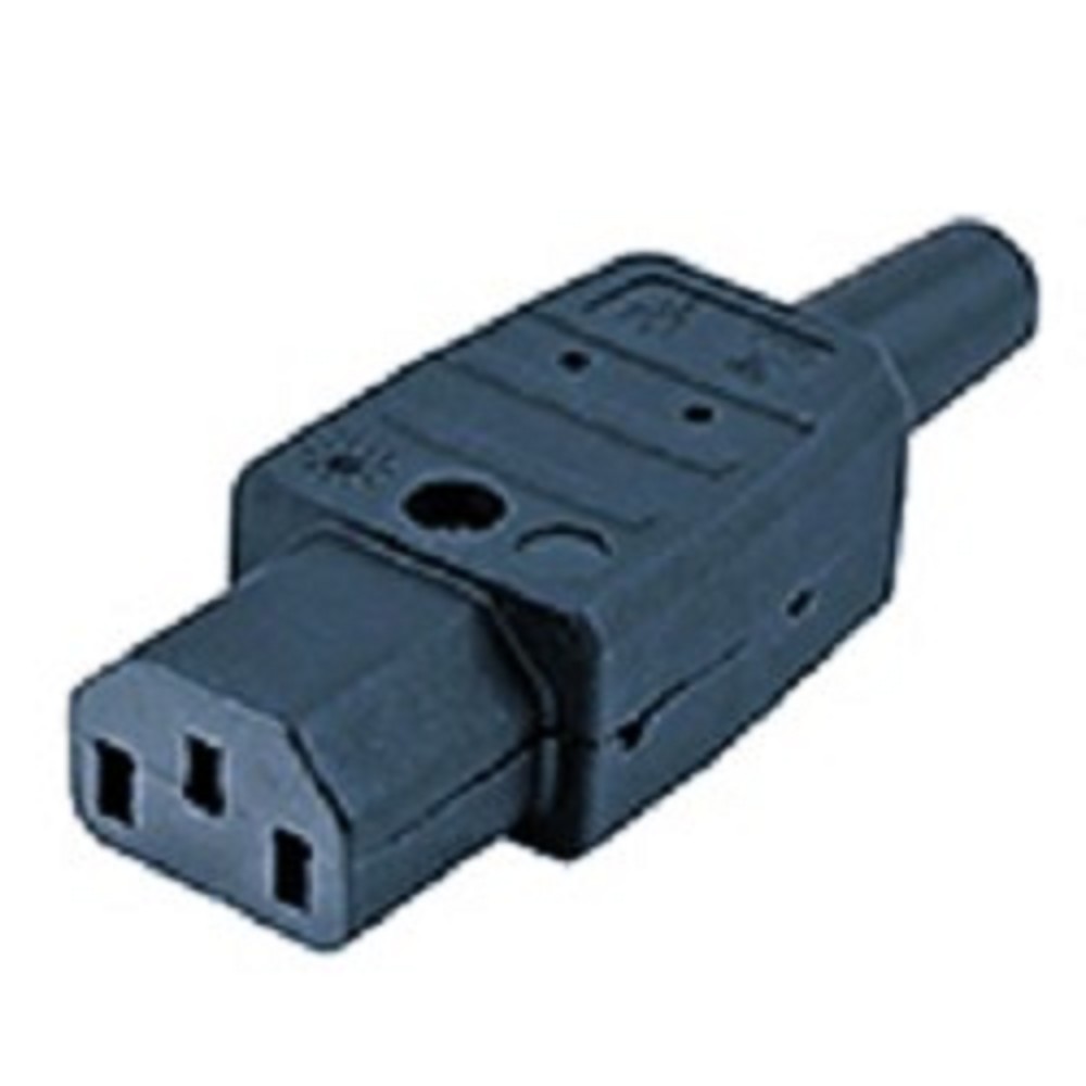Hyperline Монтажное оборудование CON-IEC320C13 Разъем IEC 60320 C13 220В 10A на кабель плоские контакты внутри разъема , прямой