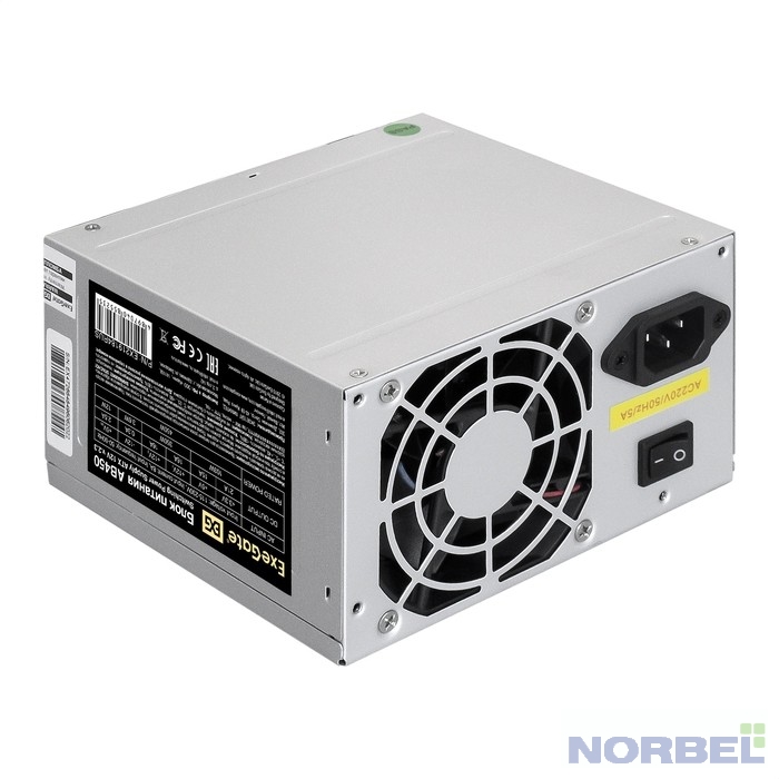EXEGATE Блок питания EX219184RUS-PC Блок питания 450W AB450 ATX, PC, 8cm fan, 24pin, 4pin, 3xSATA, 2xIDE, кабель 220V в комплекте
