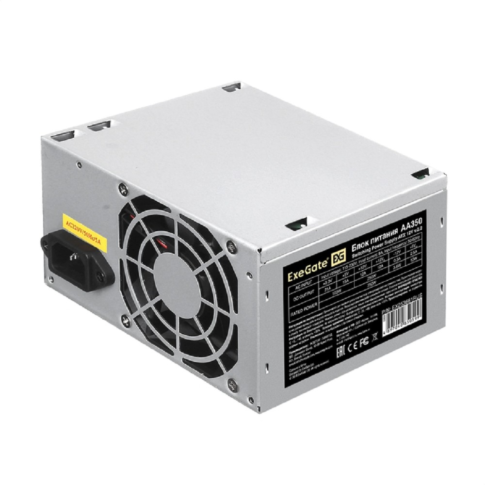 EXEGATE Блок питания EX253681RUS 255722 Блок питания 350W AA350, ATX, 8cm fan, 24+4pin, 2 SATA, 1 IDE