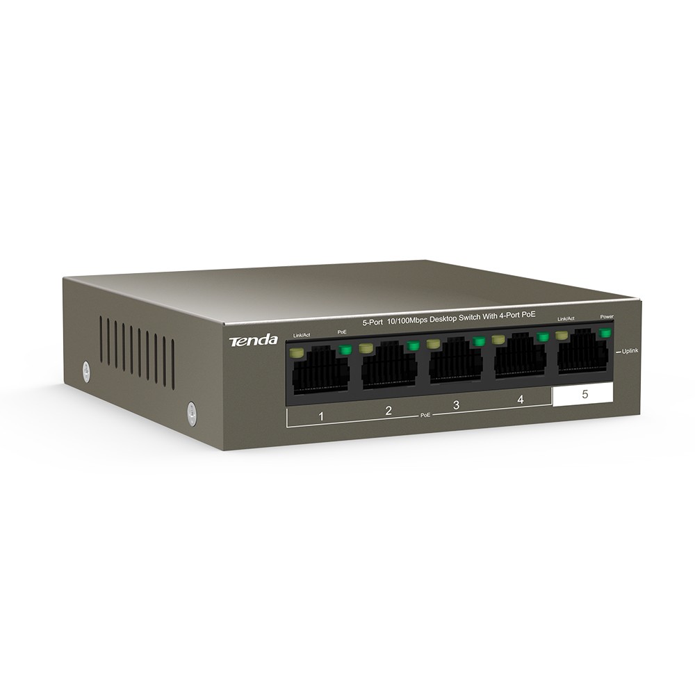Tenda Сетевое оборудование TEF1105P-4-63W Коммутатор настольный 5-Ports 10 100 Base-TX 4-Ports PoE PoE бюджет 58W