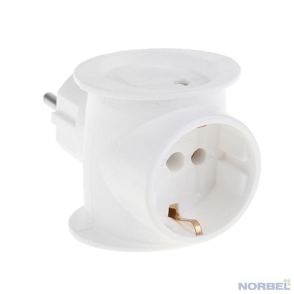 Perfeo Сетевые фильтры сетевой разветвитель "RU POWER", PF C3361 3 гнезда, 16А, 1гн з, 2гн бз белый 3T1