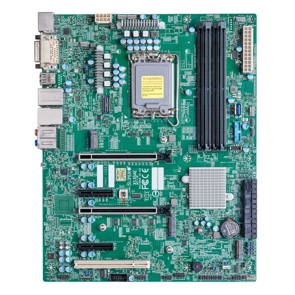 Supermicro Материнская плата MBD-X13SAE-B Intel 13th 12th Gen Core i9 i7 i5 i3 LGA1700 CPU, Intel W680 Chipset, Up to 128GB ECC non-ECC DDR5 DIMM, HDMI DP DVI-D, 8xSATA, 1xGbit 1x2.5Gbit LAN, 4xUSB 2.
