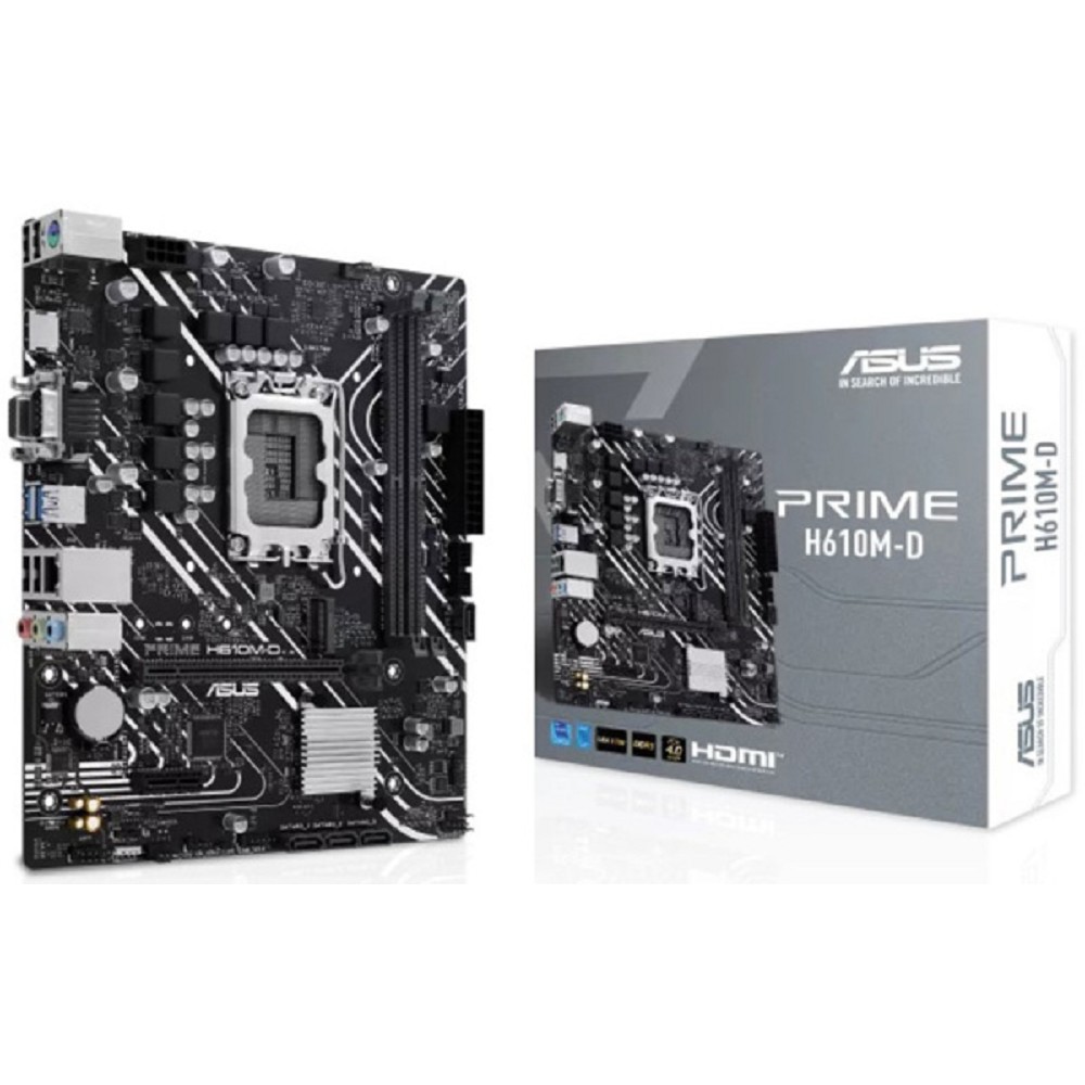 Asus Материнская плата PRIME H610M-D Socket 1700, mATX, 2xDDR5 96GB , VGA HDMI 2.1, 1xPCIe 4.0x16 1xPCIe 3.0, 1xLAN, 4xSATA 6Gb s, 1xM.2, 2xUSB 3.2, 4xUSB 2.0, 1xPS 2
