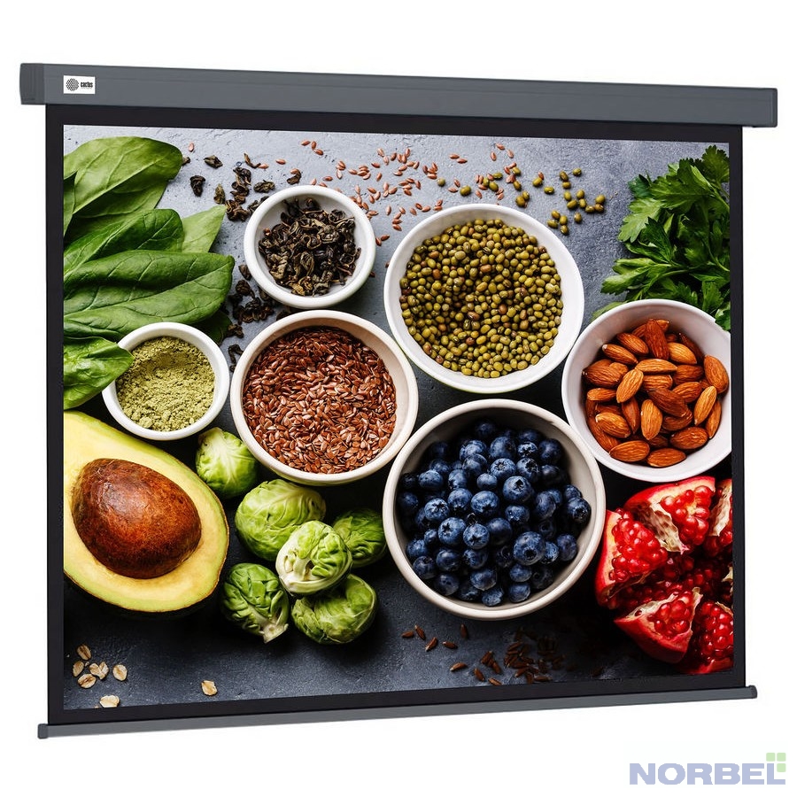 Cactus Экран Wallscreen CS-PSW-150X150-SG, 150х150 см, 1:1, настенно-потолочный серый