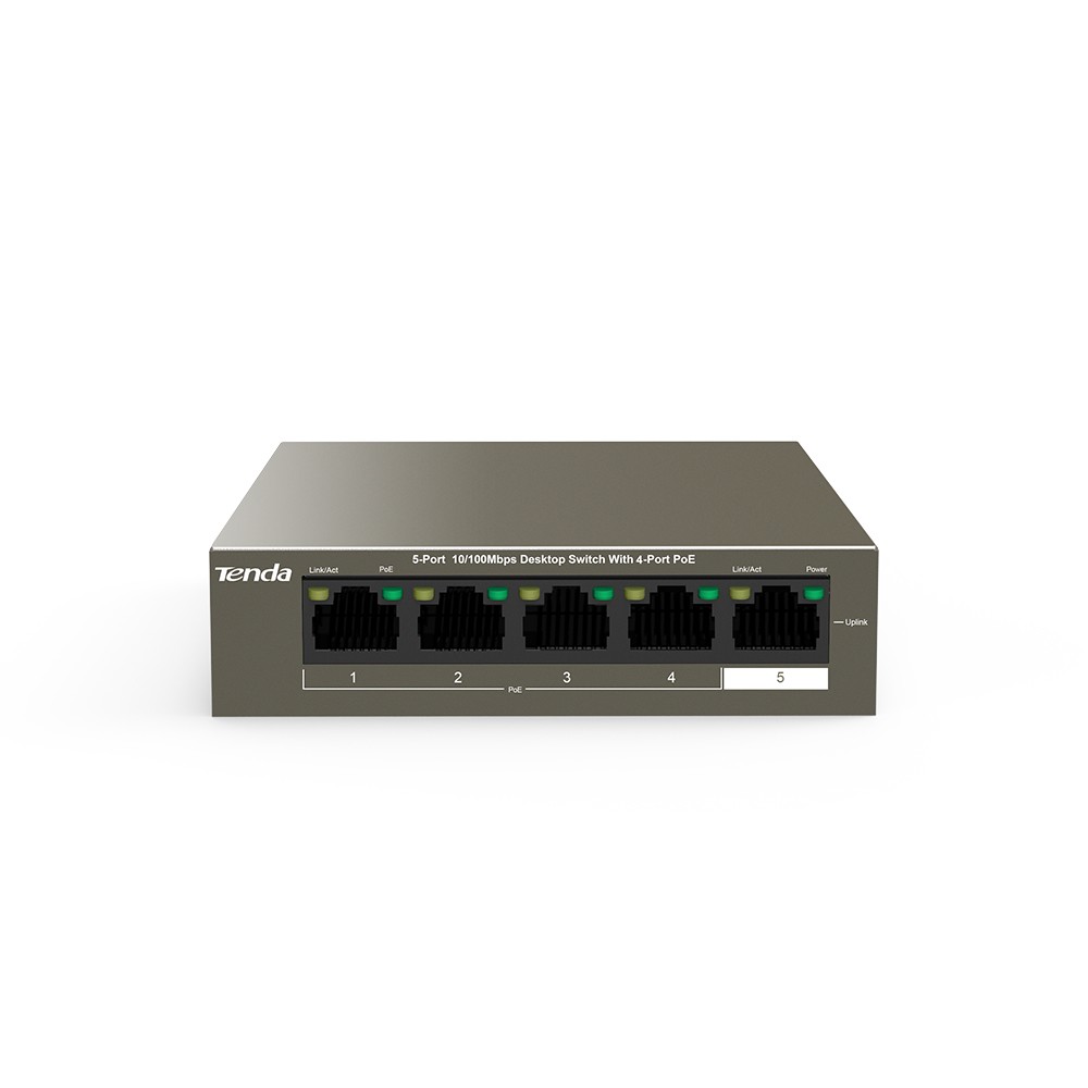 Tenda Сетевое оборудование TEF1105P-4-38W Коммутатор настольный 5-Ports 10 100 Base-TX 4-Ports PoE PoE бюджет 35W