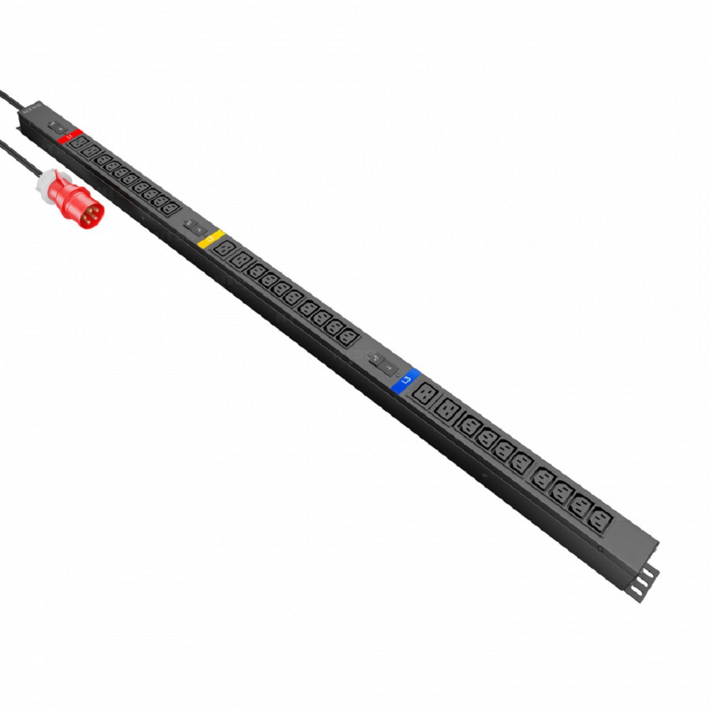 NTSS Блок розеток Блок распр.питания , Basic, 3ф16А, 11кВт, 3 гидр.авт., 24 С13, 6 С19, сталь, 3м каб., вил. IEC 60309 -PDU-KB412406-3015