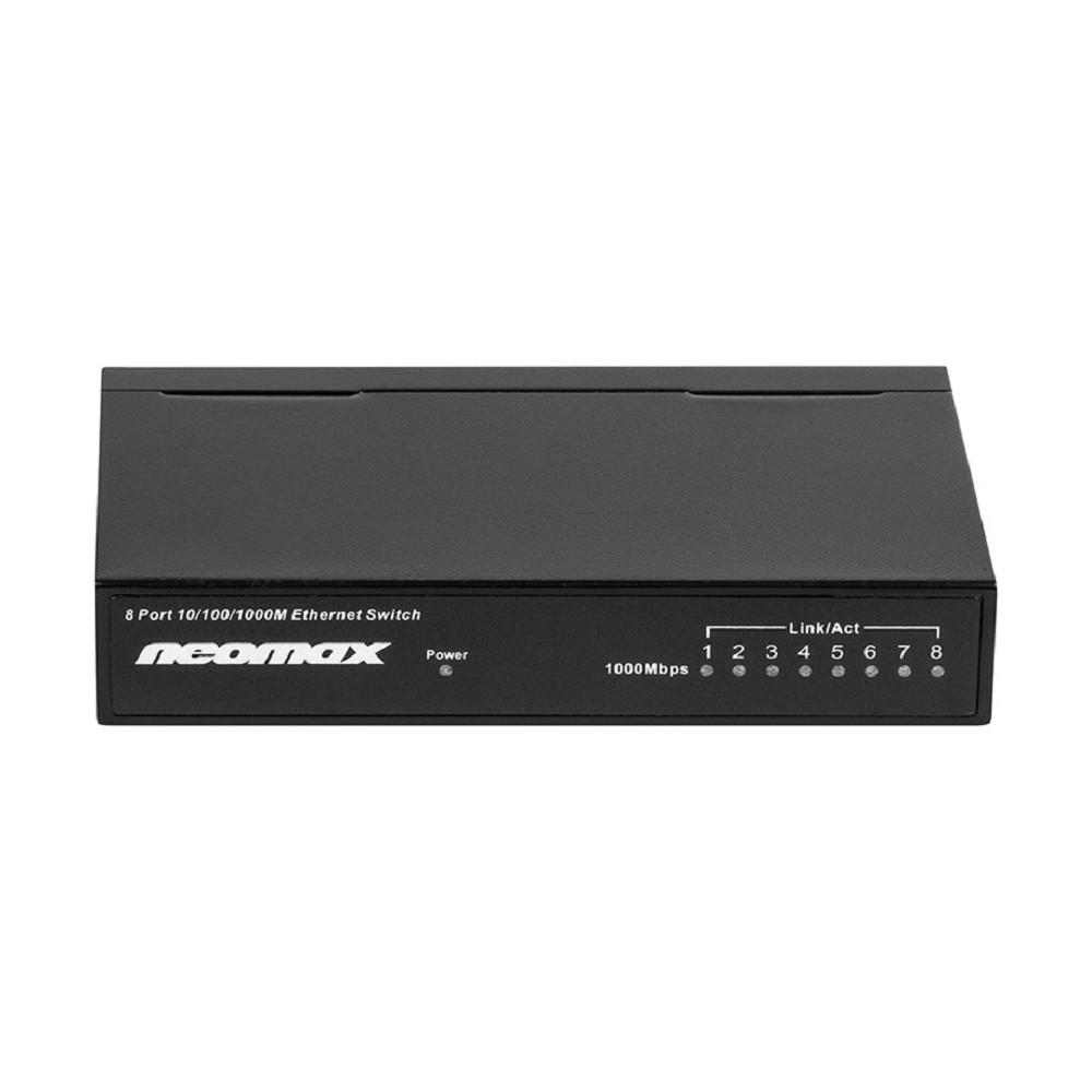 Neomax Неомакс- коммутаторы неуправляемый коммутатор NMS-108P-1000-S, 8 портов 1000 Mbps, металл