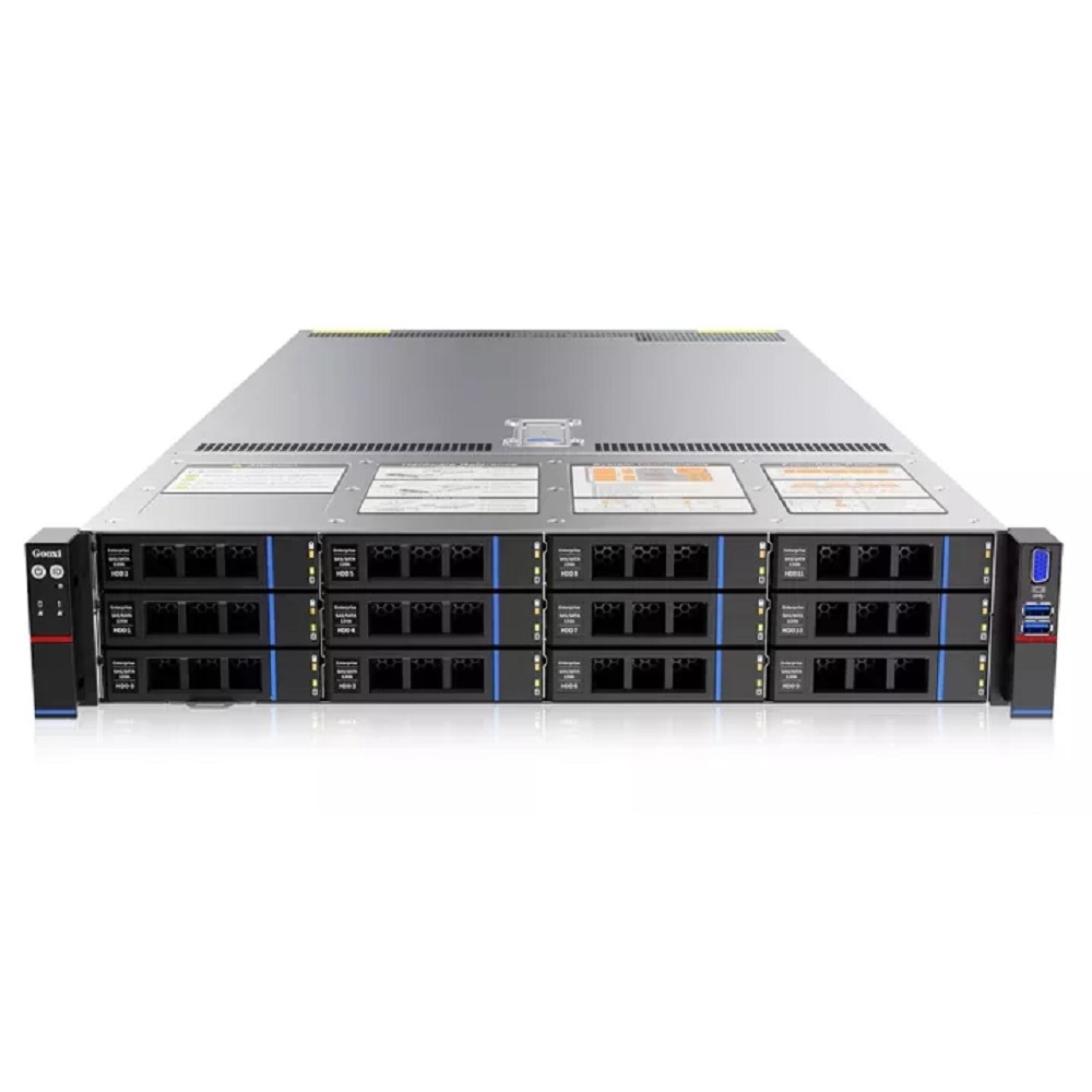 Gooxi Сервер SL201-D12R-G4 2u 12bay server platform with direct bp,based on rapid sapphire 2xPCIe 5.0x16; 4xPCIe 5.0x8 4x 2.5"" rear NVMe 2x CPU cooler 350W 1300W 1+1 EU power cables rail kits
