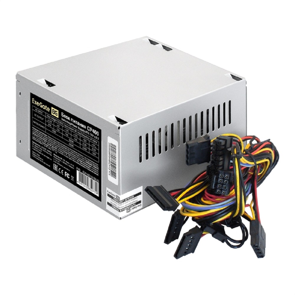 EXEGATE Блок питания EX165131RUS Блок питания 400W ATX-CP400 OEM, 8cm fan, 24+4pin, 3 SATA, 1 FDD, 2 IDE