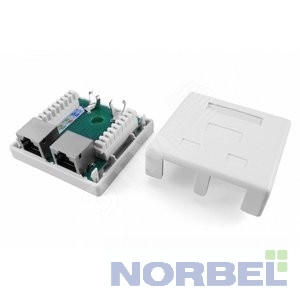 Hyperline Монтажное оборудование SB1-2-8P8C-C6-SH-WH Розетка компьютерная RJ-45 8P8C , категория 6, экранированная, двойная, внешняя, Dual IDC