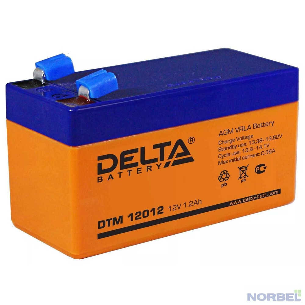 Delta батареи DTM 12012 1.2 А ч, 12В свинцово- кислотный аккумулятор