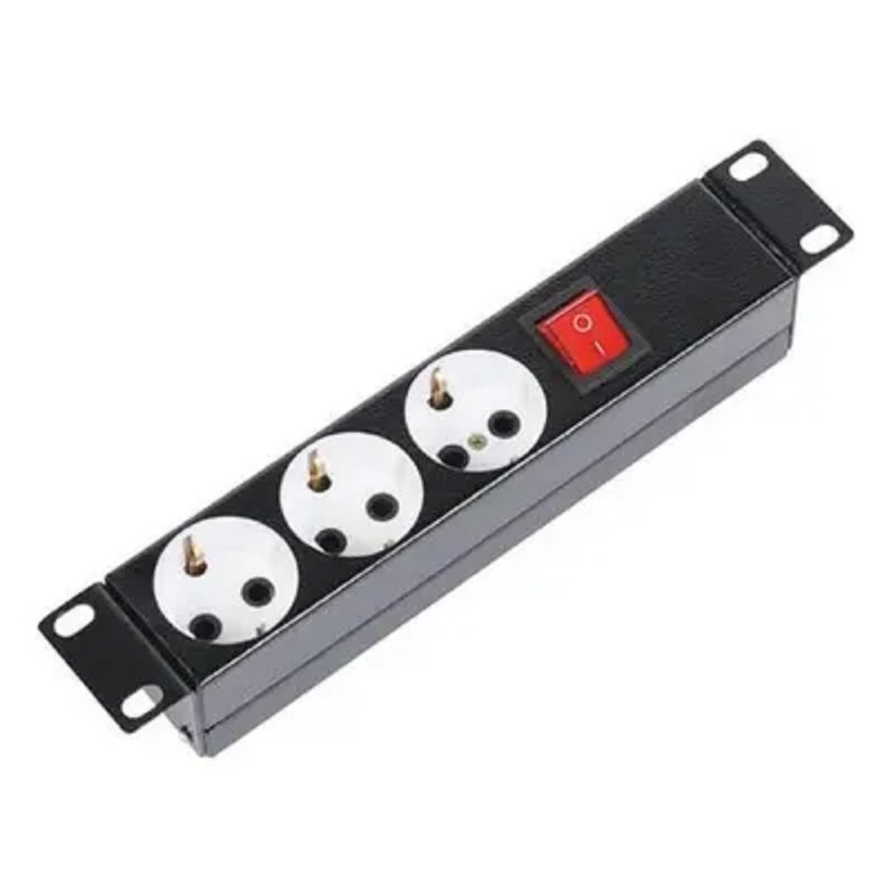 ЦМО Блок силовых розеток 10" без шнура с выключателем, 3 розетки БР-10-003 БР-3П-10-9005