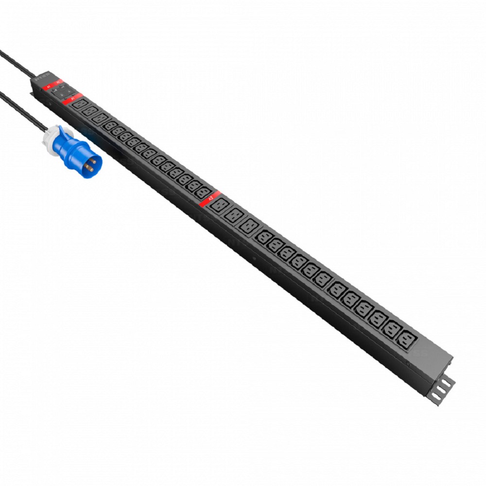 NTSS Блок розеток Блок распр.питания , Basic, 1ф32А, 7.4кВт, 2 гидр.авт., 24 С13, 6 С19, сталь, 3м каб., вил. IEC 60309 -PDU-KB312406-3023